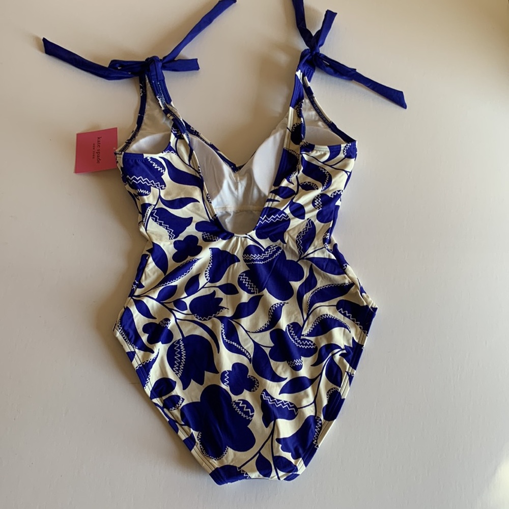 Kate Spade Zigzag Floral Bow-strap V-neck One-piece - Picture 8 of 13